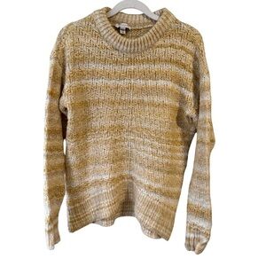 Topshop Cream and Tan Cowl Neck Fuzzy Textured Sweater Size XS Cottagecore Cozy